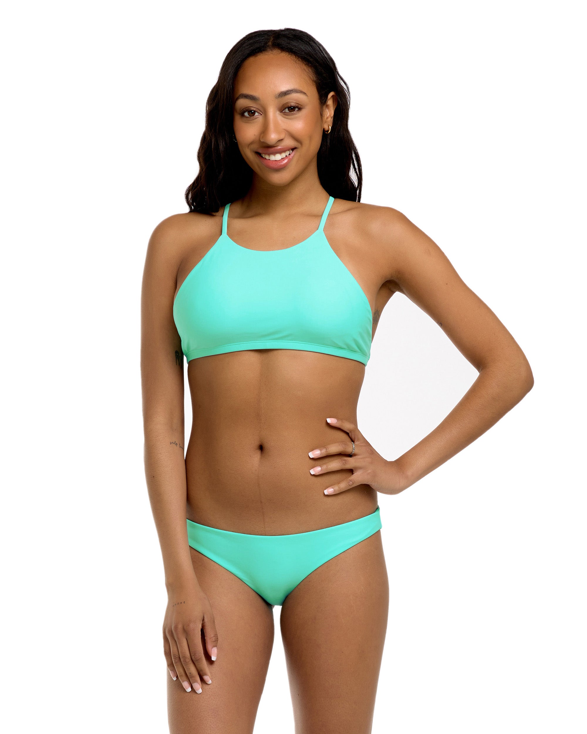 Smoothies Alesha High Neck Bikini Top - Sea Mist