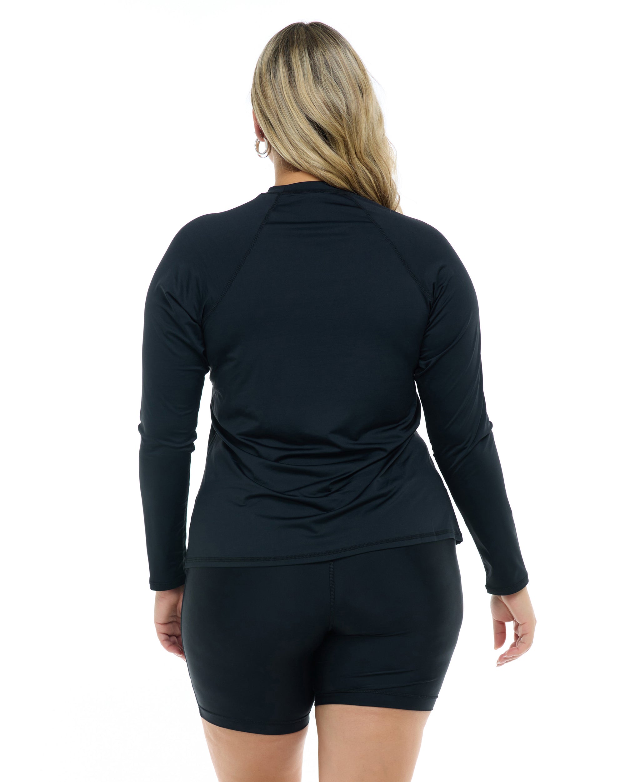 Smoothies Sleek Plus Size Long Sleeve Rashguard - Black