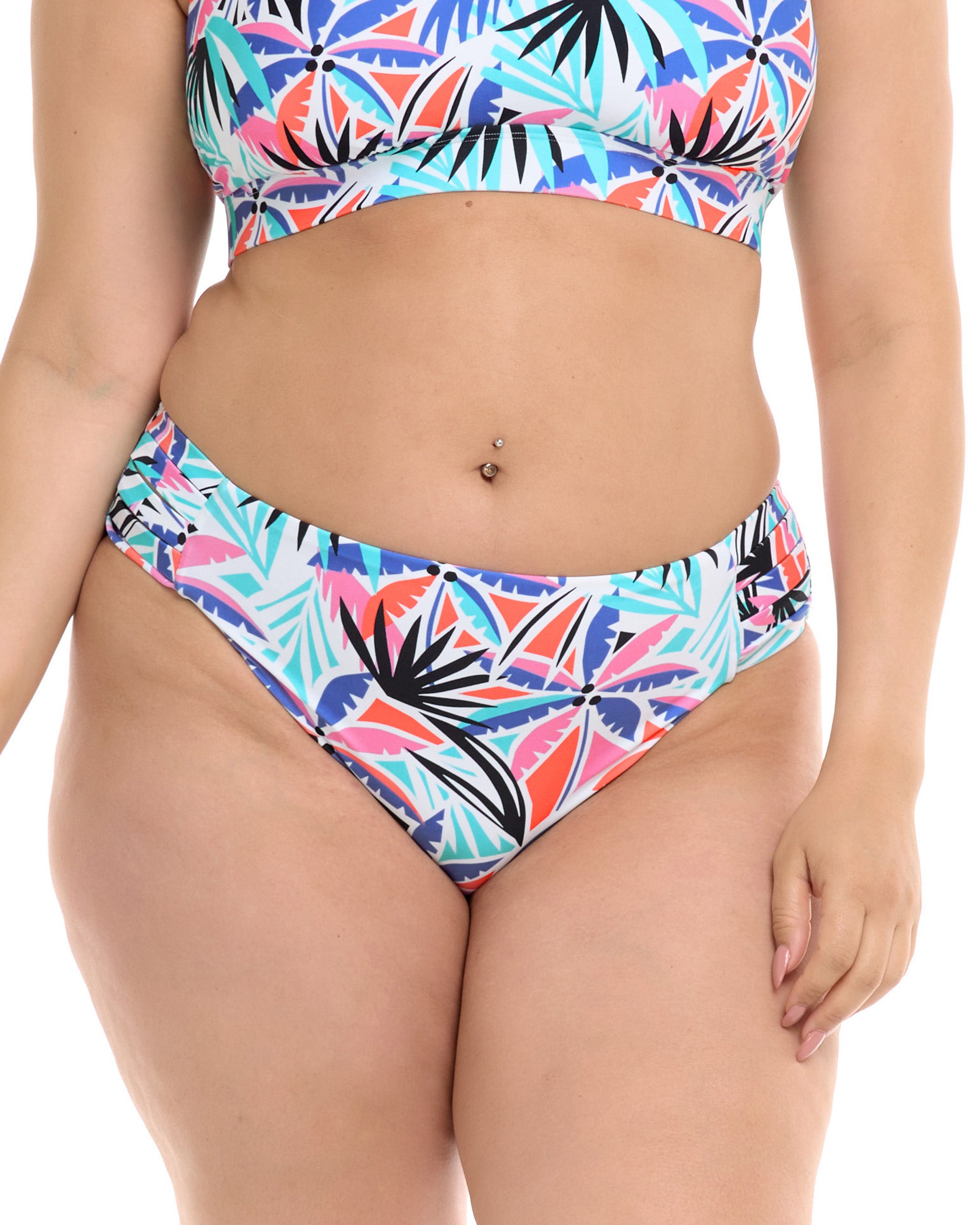 Miami Retro Plus Size Swim Bottom - Sunset