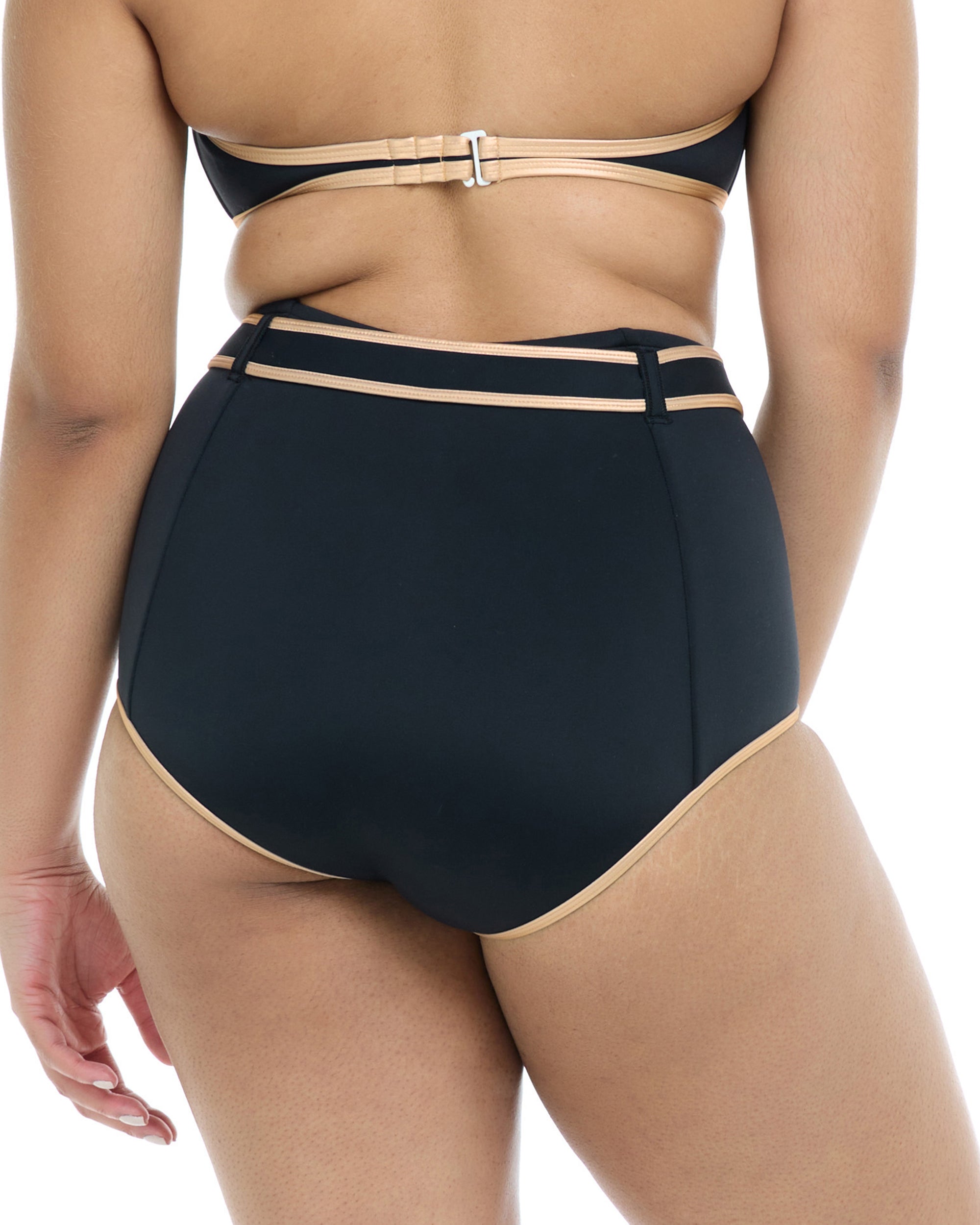 Undersea Raquel High Waisted Swim Bottom - Black Gold