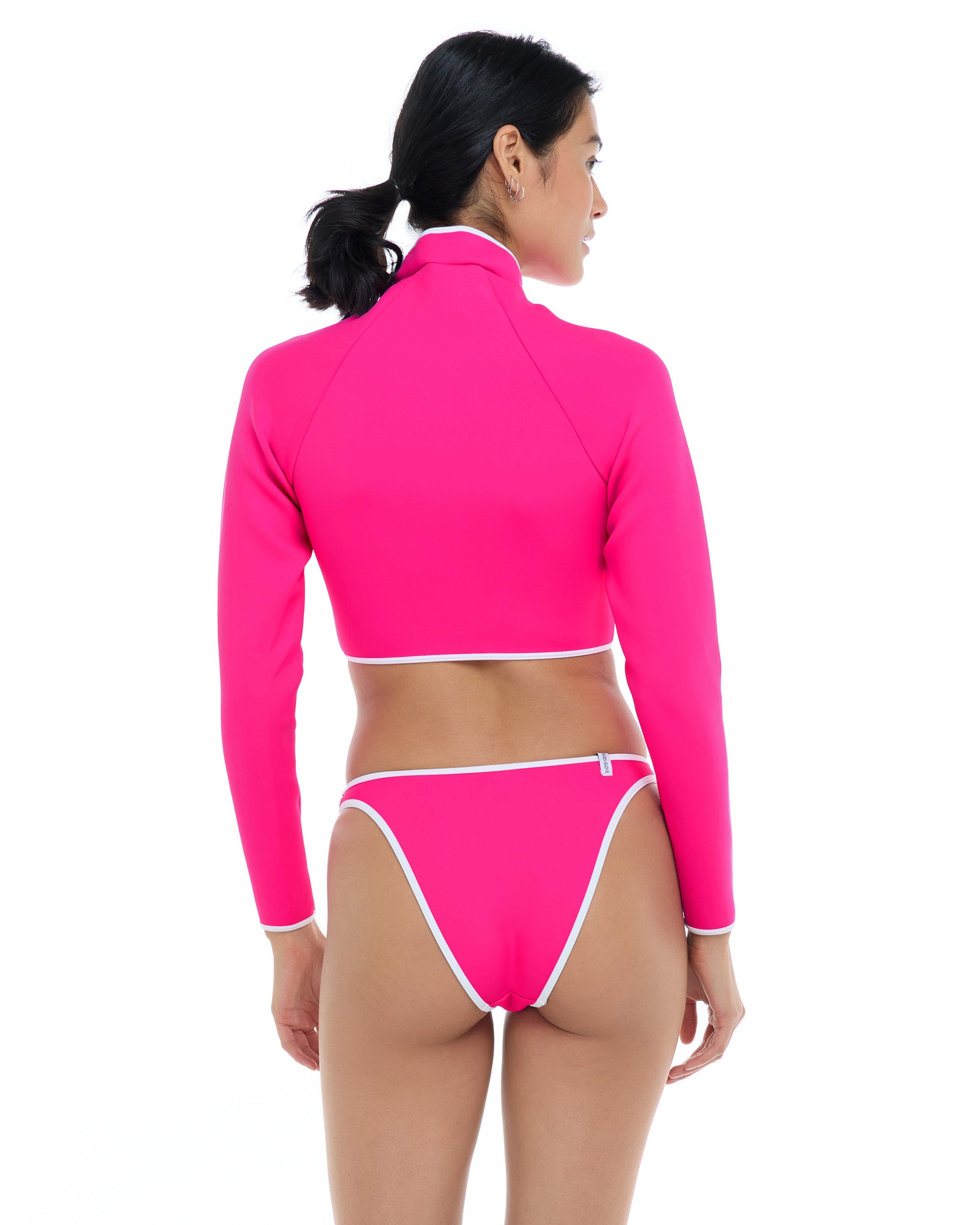 Undersea Modern Love Crop Rashguard - Flamingo Pink White