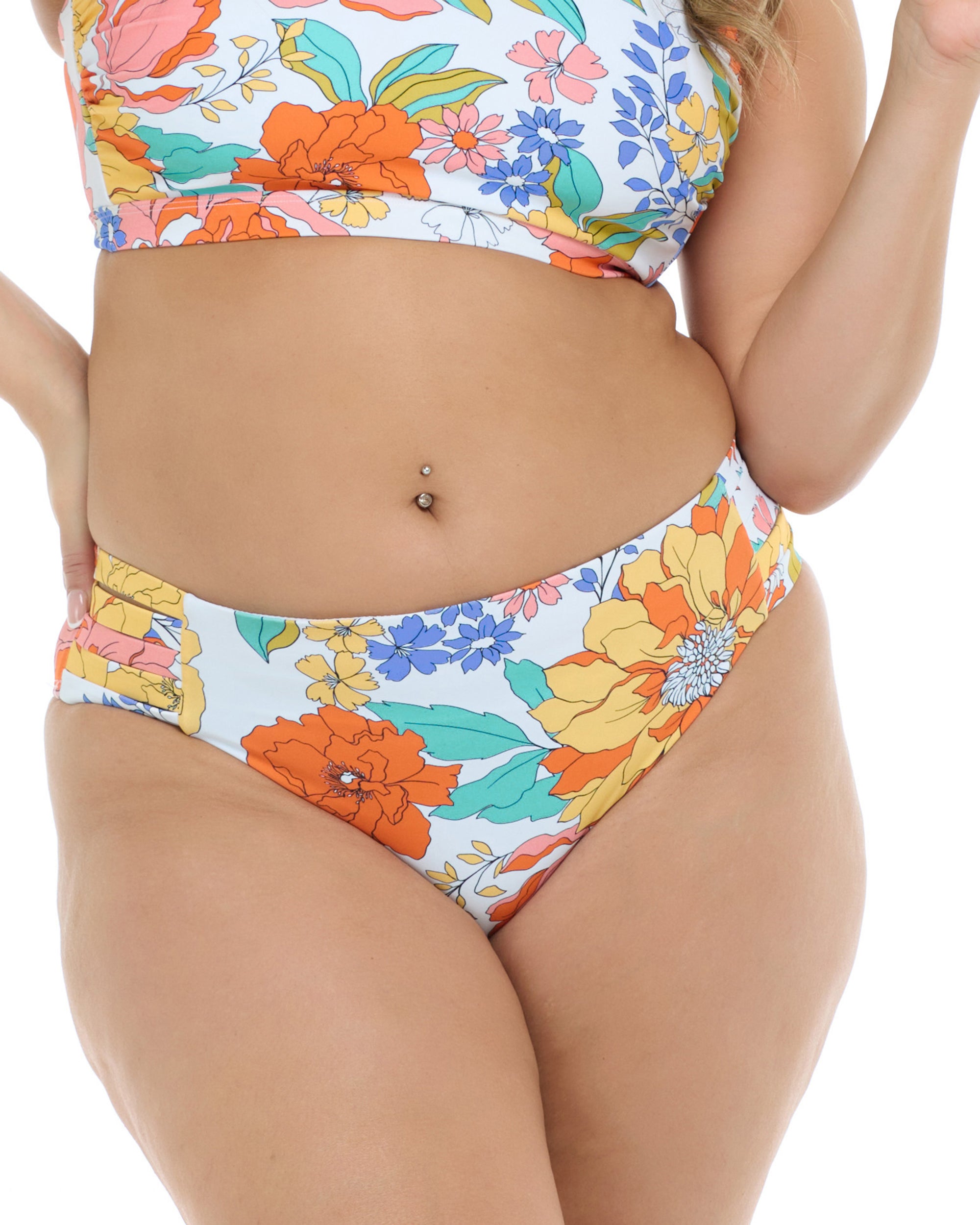 Imagine Retro Plus Size Swim Bottom - Imagine / Snow