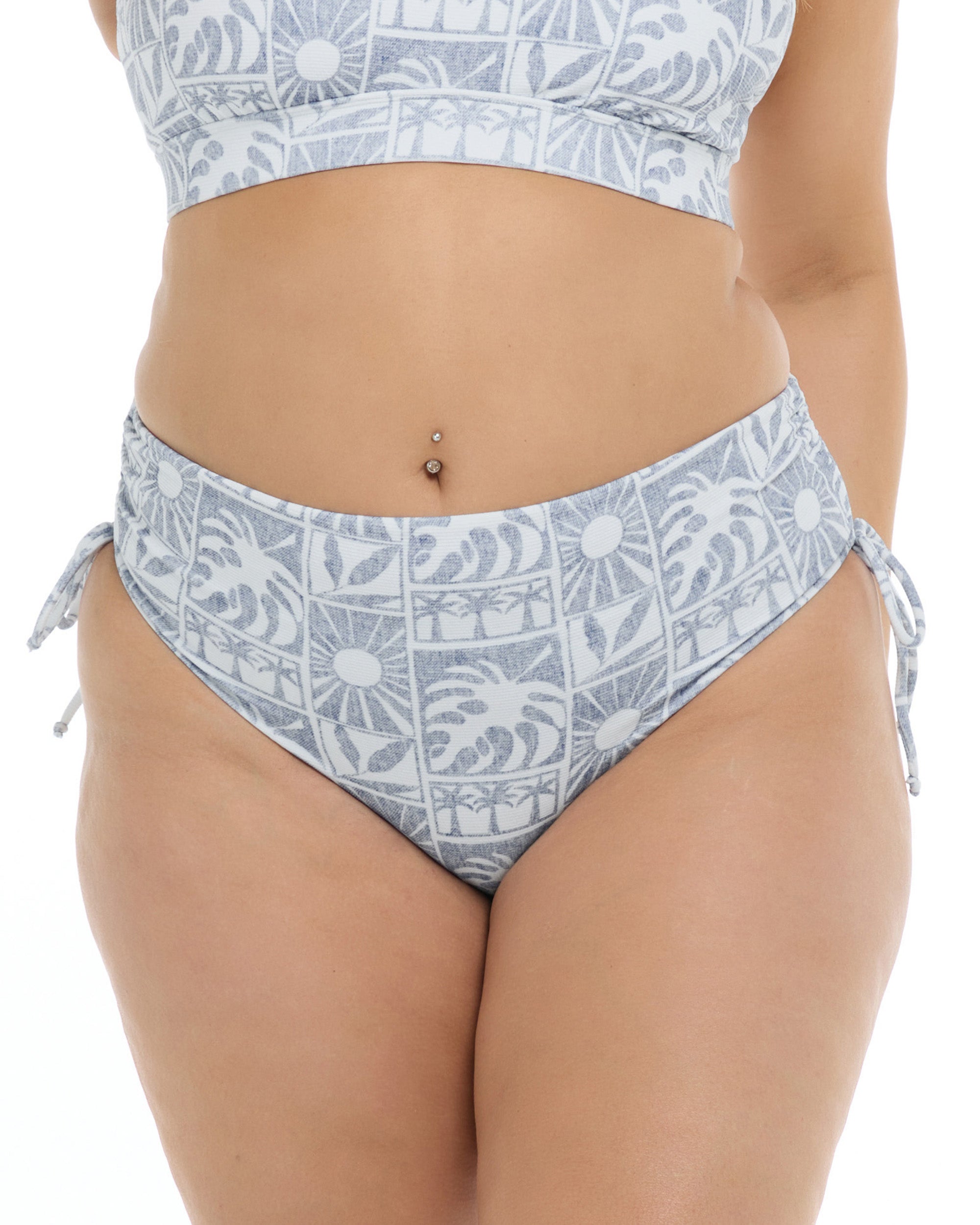 Serene High Tide Plus Size Swim Bottom - Serene / Snow