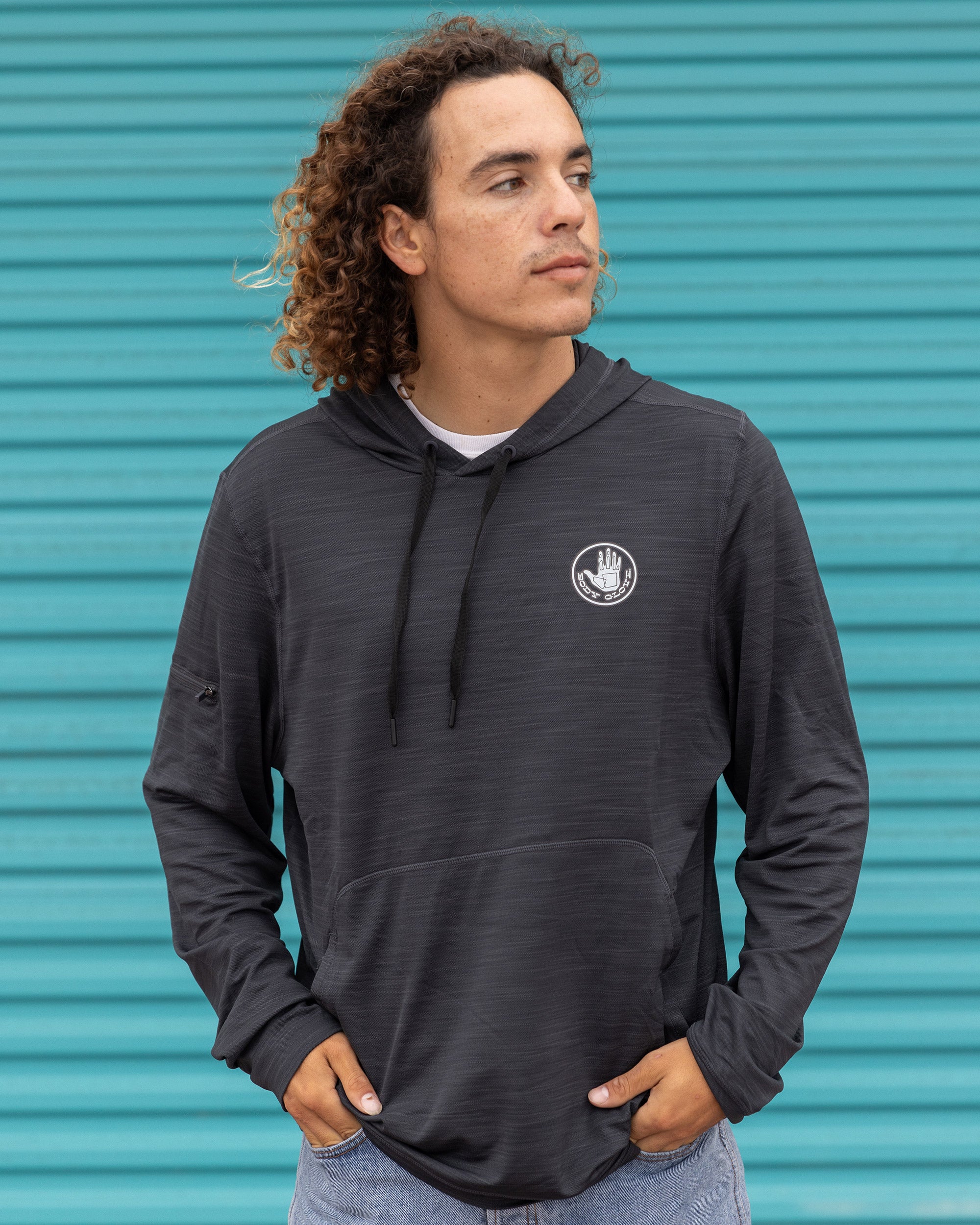 Men's Helm Hybrid Hoodie - Charcoal