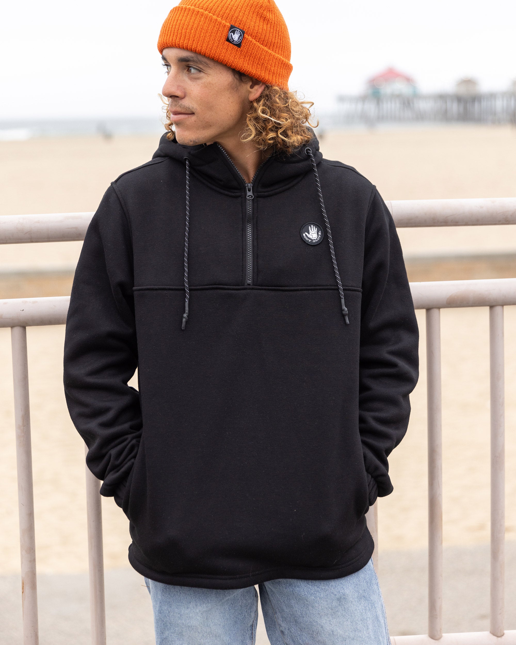 Men's Paxton Quarter Zip Pullover Hoodie - Black