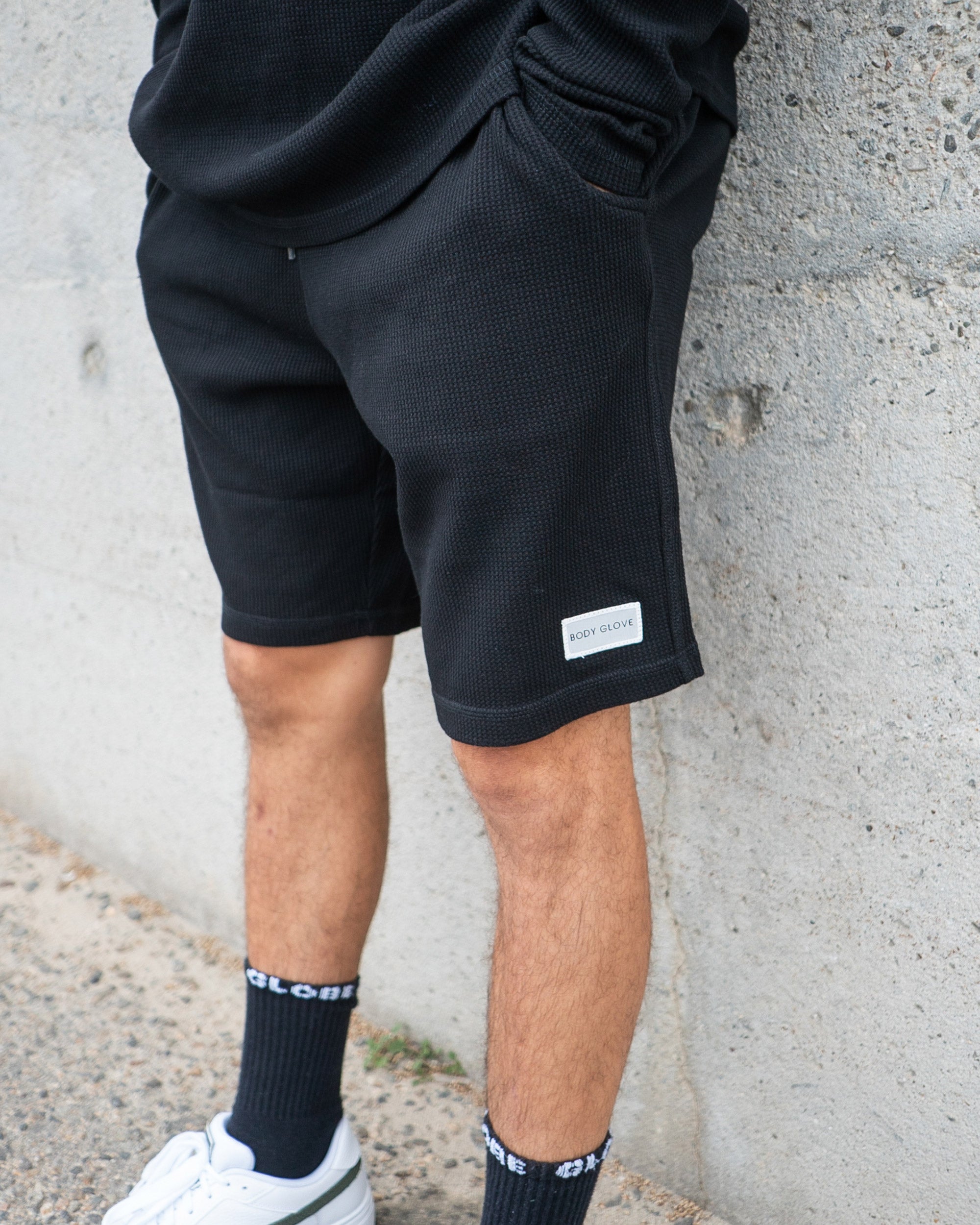 Men's Waffle Weave Gym Shorts - Black