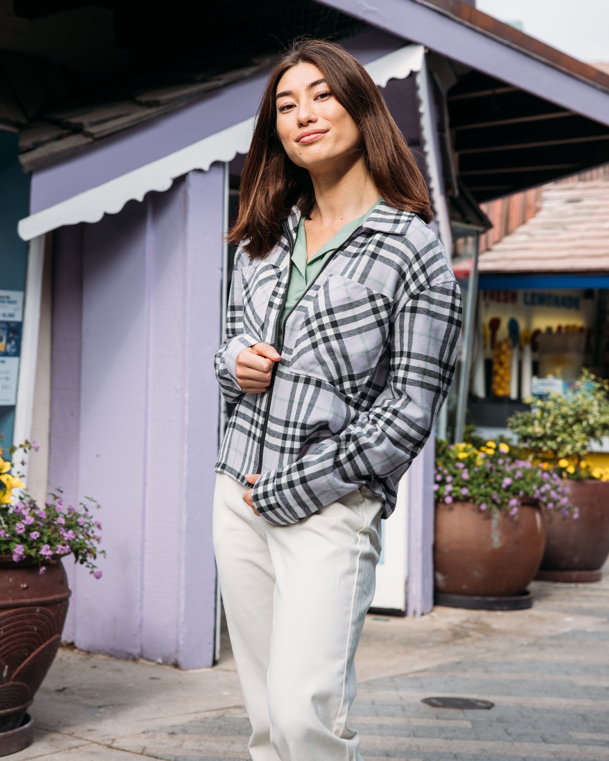 Style Match Plaid Flannel Shacket - Lavender