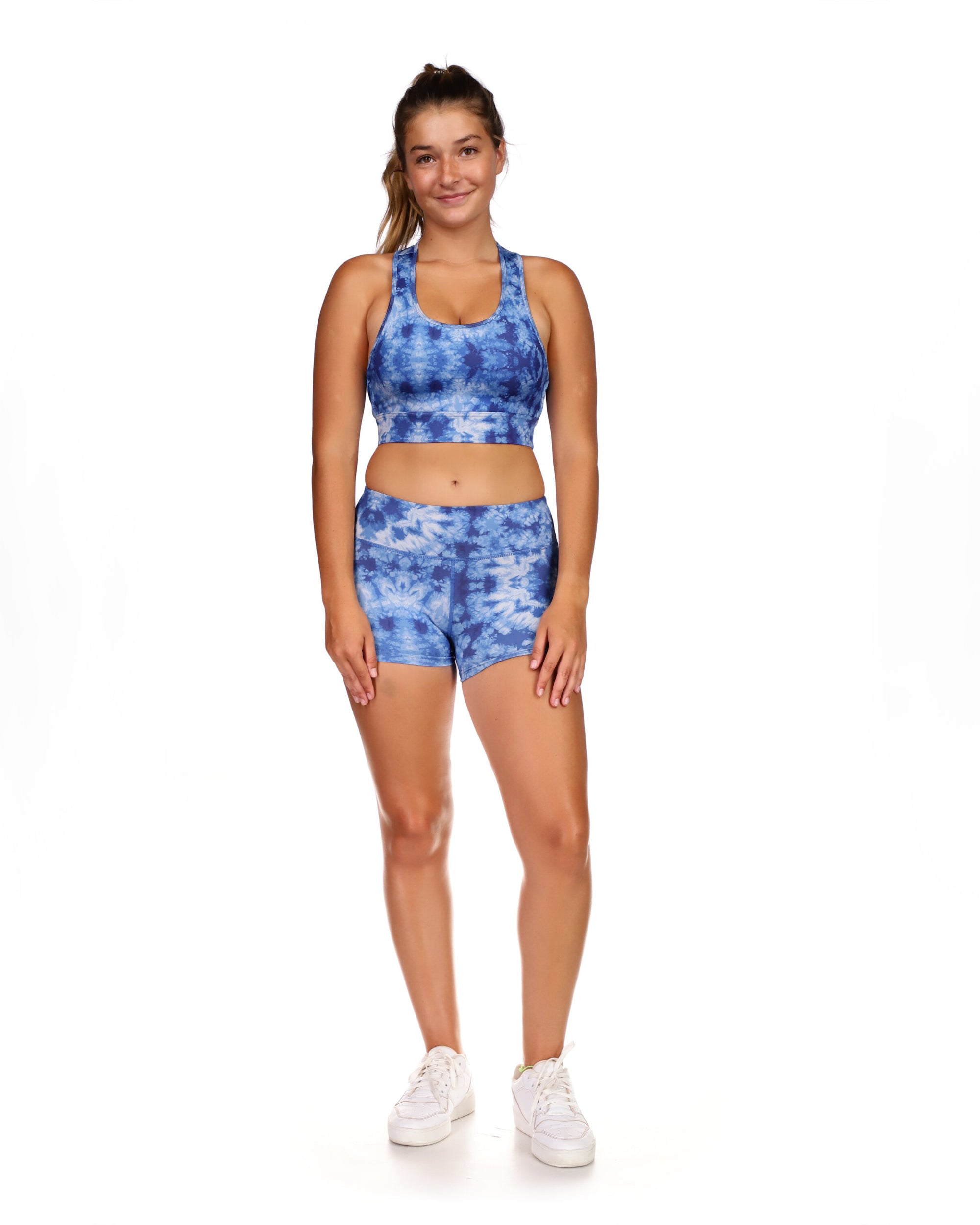 Stellar 3" High-Rise Athletic Shorts  - Tie-Dye Blue