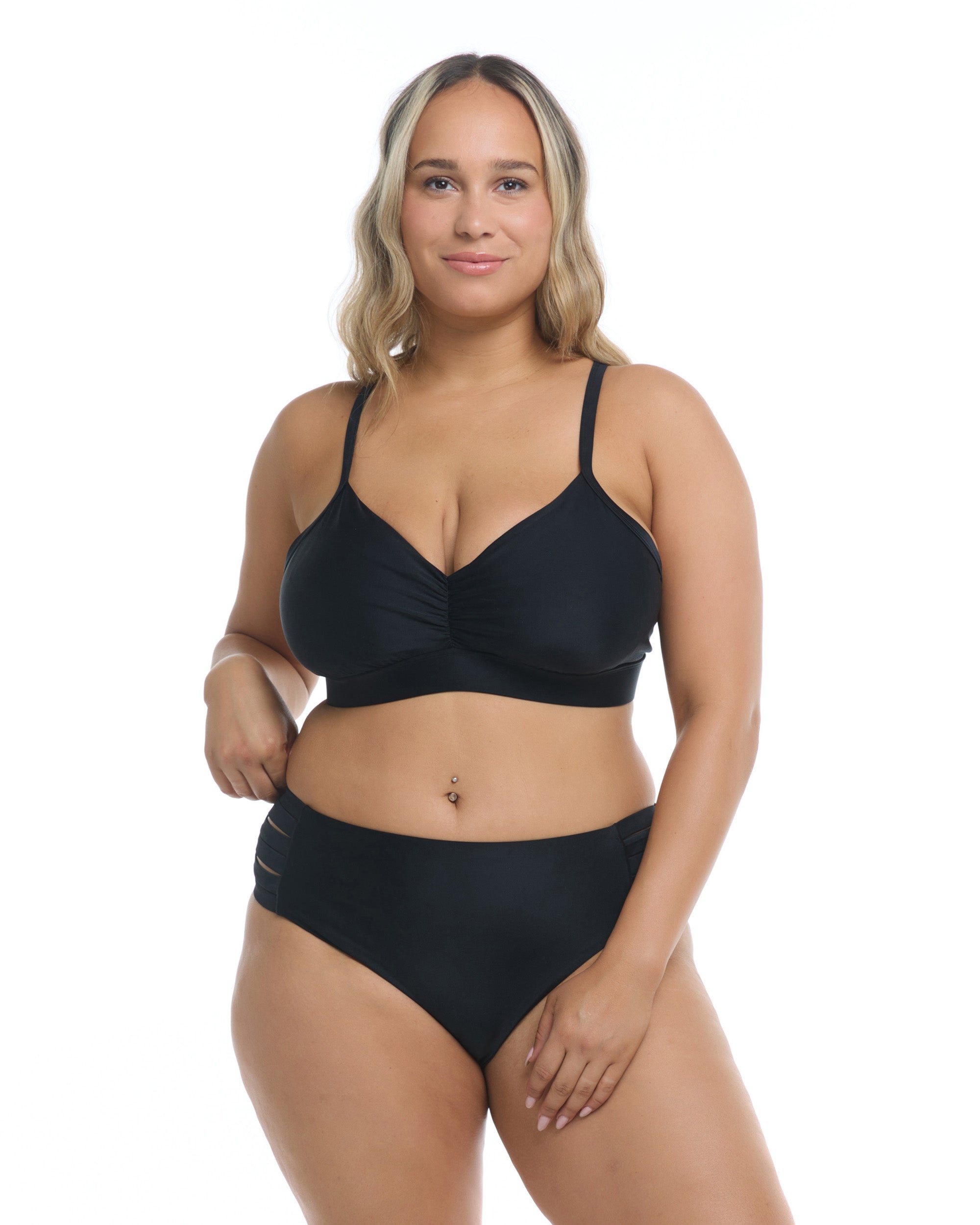 Smoothies Drew Plus Size Bikini Top -  Black