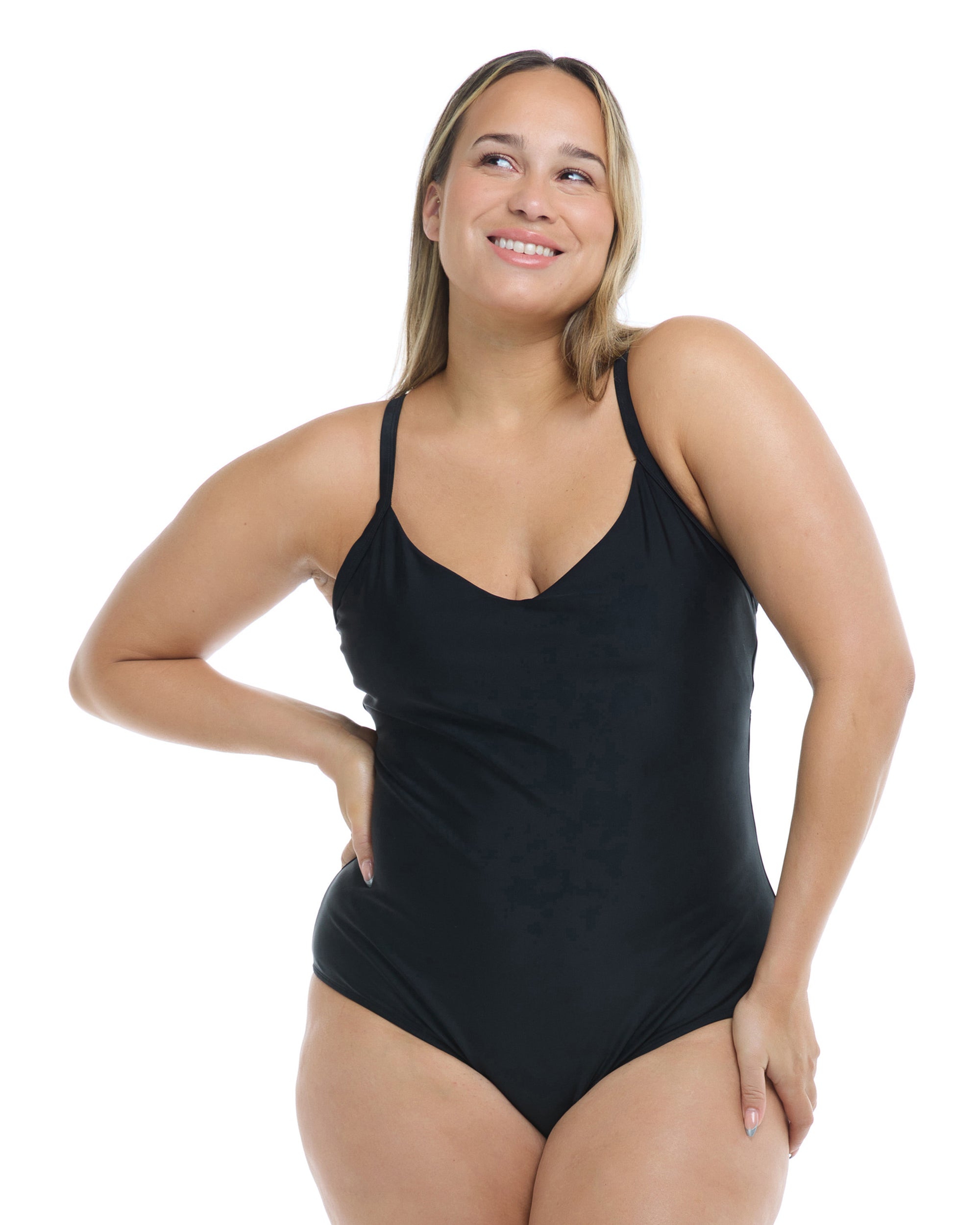 Smoothies Sandbar Plus Size One-Piece Swimsuit - Black