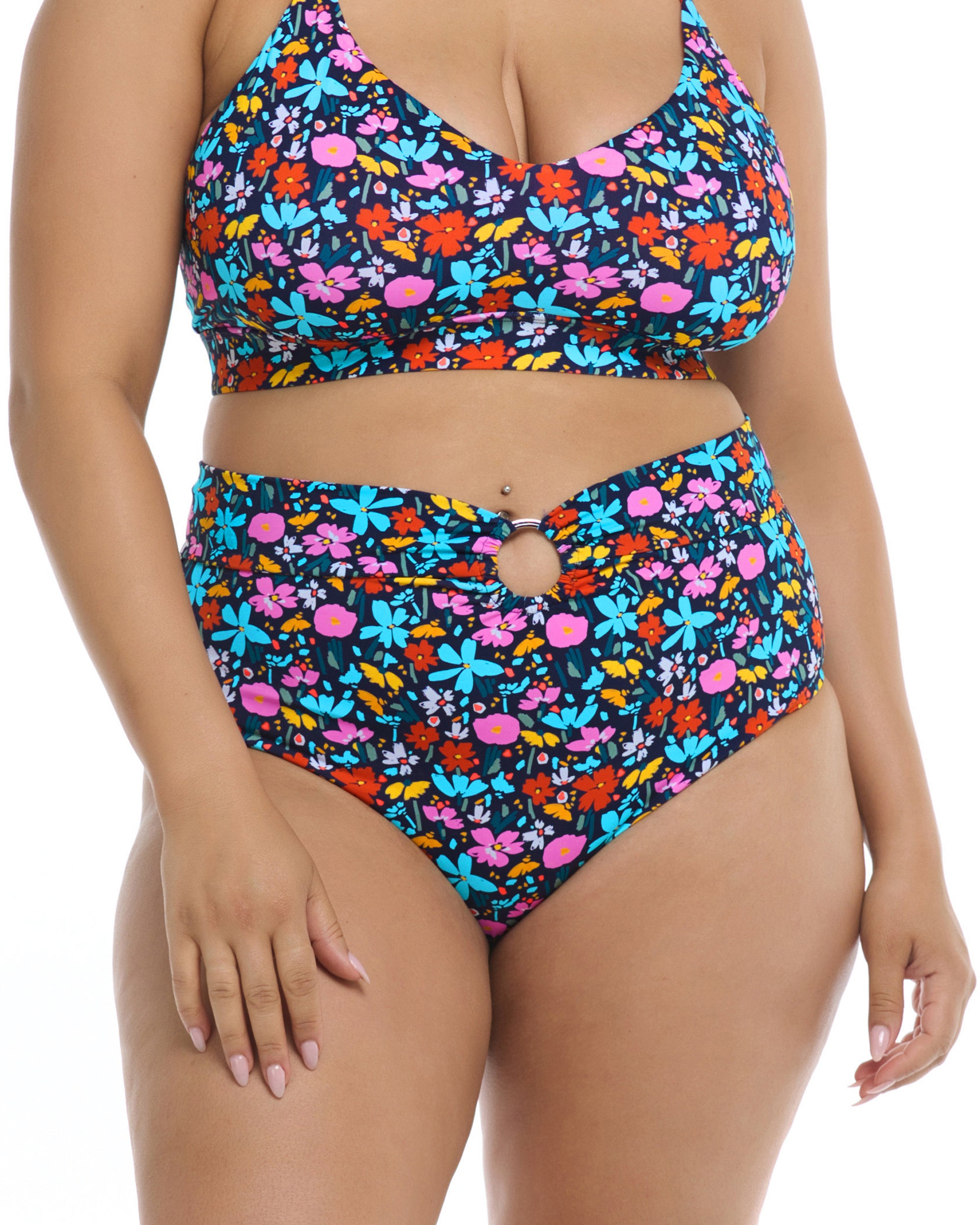 Vivid Field Plus-Size Woodstock Bikini Bottom - Indigo