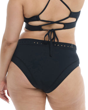 Constellation Marlee Plus Size High-Waist Bikini Bottom  - Black