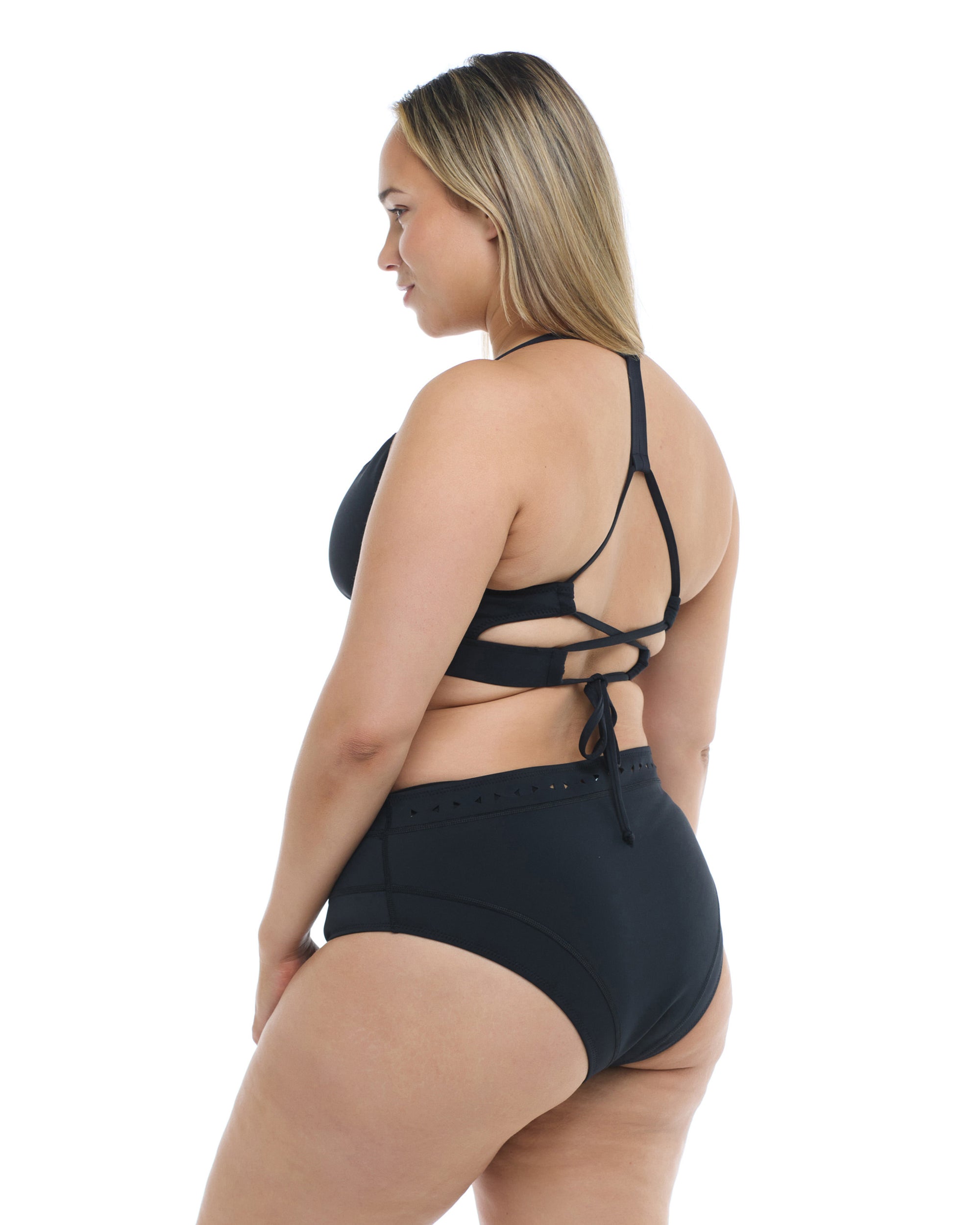 Constellation Marlee Plus Size High-Waist Bikini Bottom  - Black