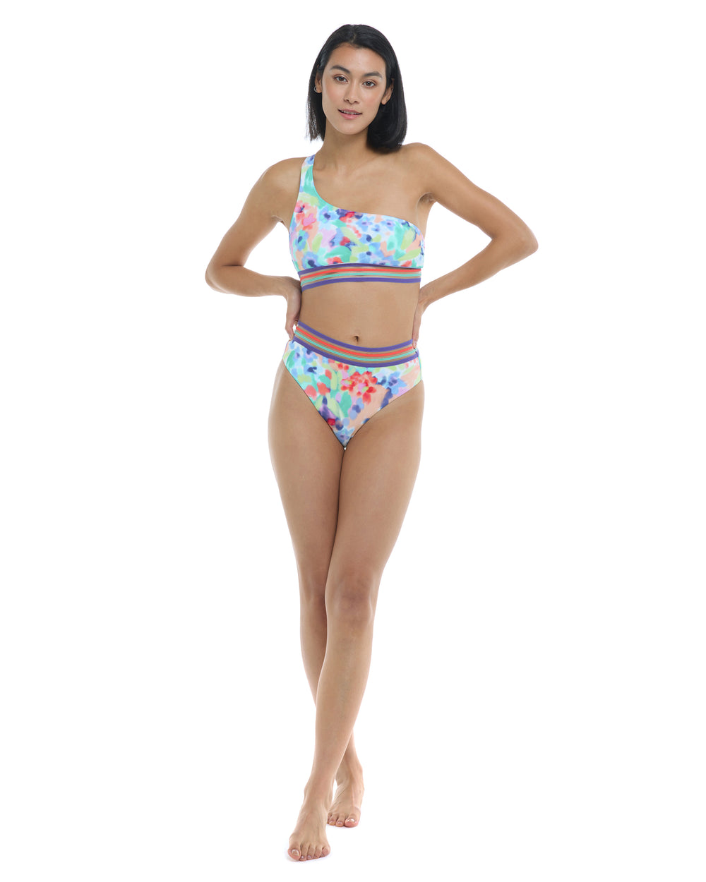  Body Glove Women's Standard Malia One Shoulder Bikini Top  Swimsuit, Available in Sizes XS, S, M, L, XL, Posy Watercolor : Clothing,  Shoes & Jewelry