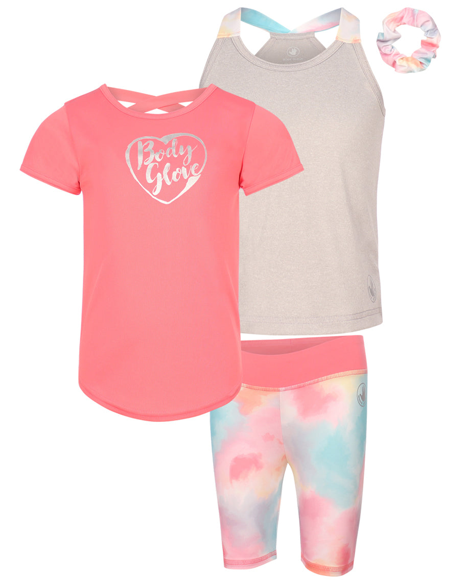 Girls' Three-Piece Tie-Dye Foil Heart Set (7-12) - Multi