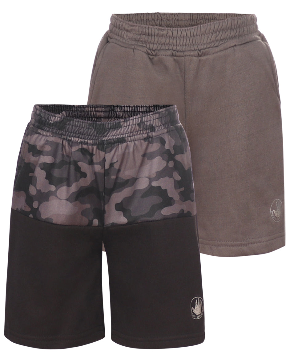 Boys' Solid and Camo/Black Shorts Set (4-7) - Camo/Black & Grey