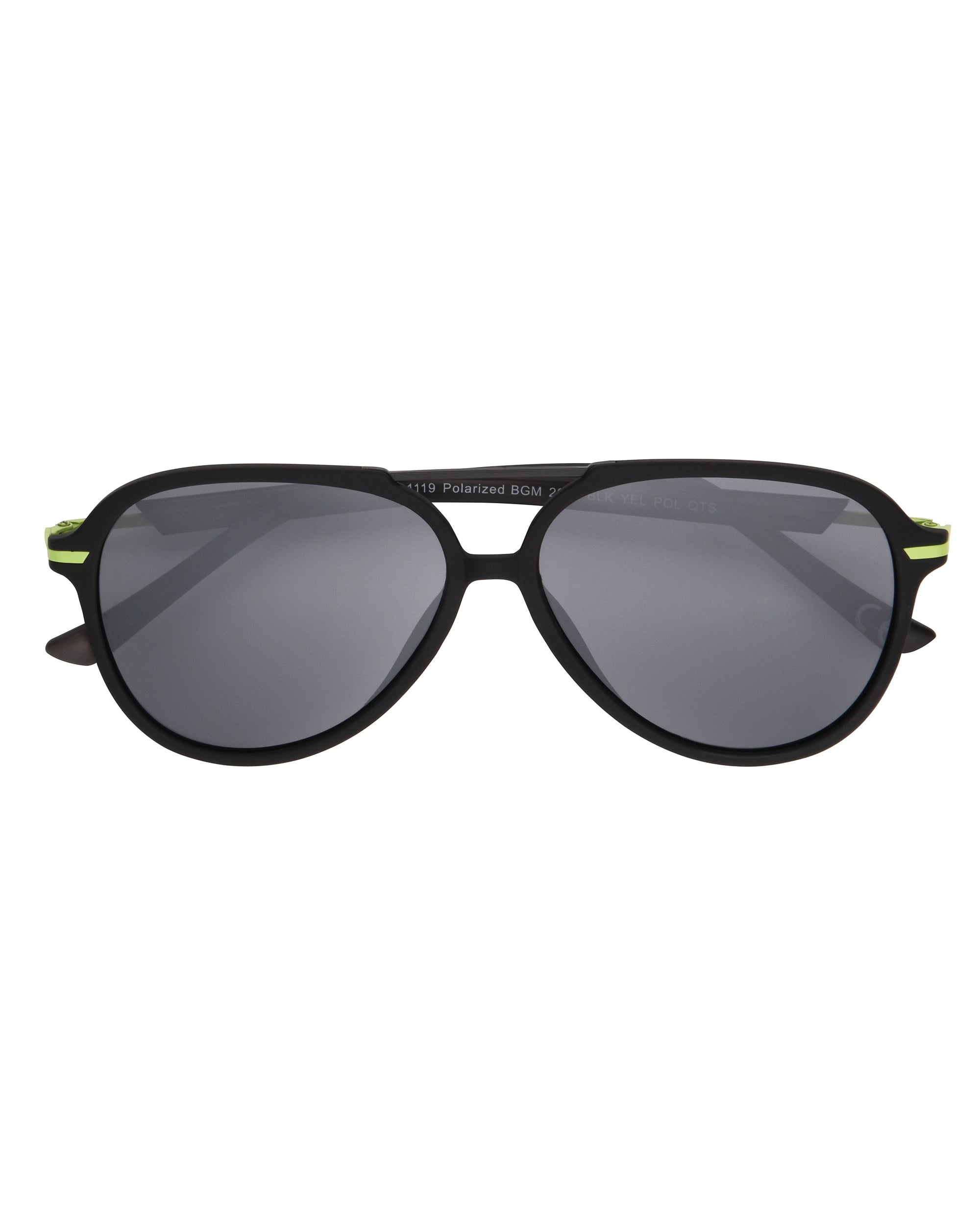 Backdoor Polarized Aviator Sunglasses - Black/Neon Citron