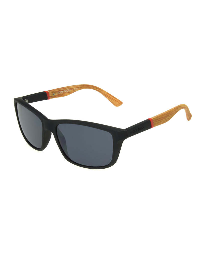 Body Glove Jake Wrap Sunglasses, Black, 63 mm