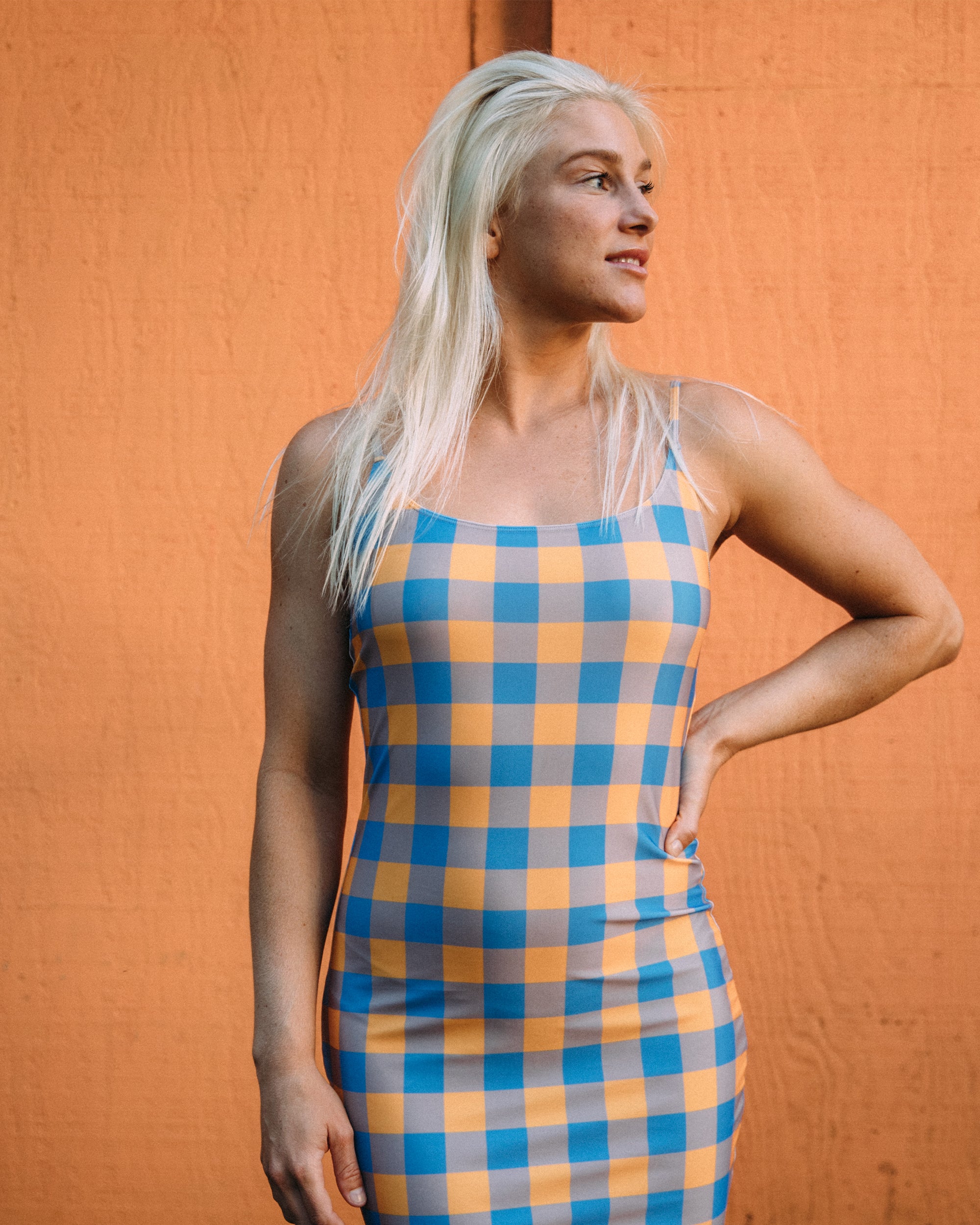 Moonlit Mini Dress - Blue / Checkered