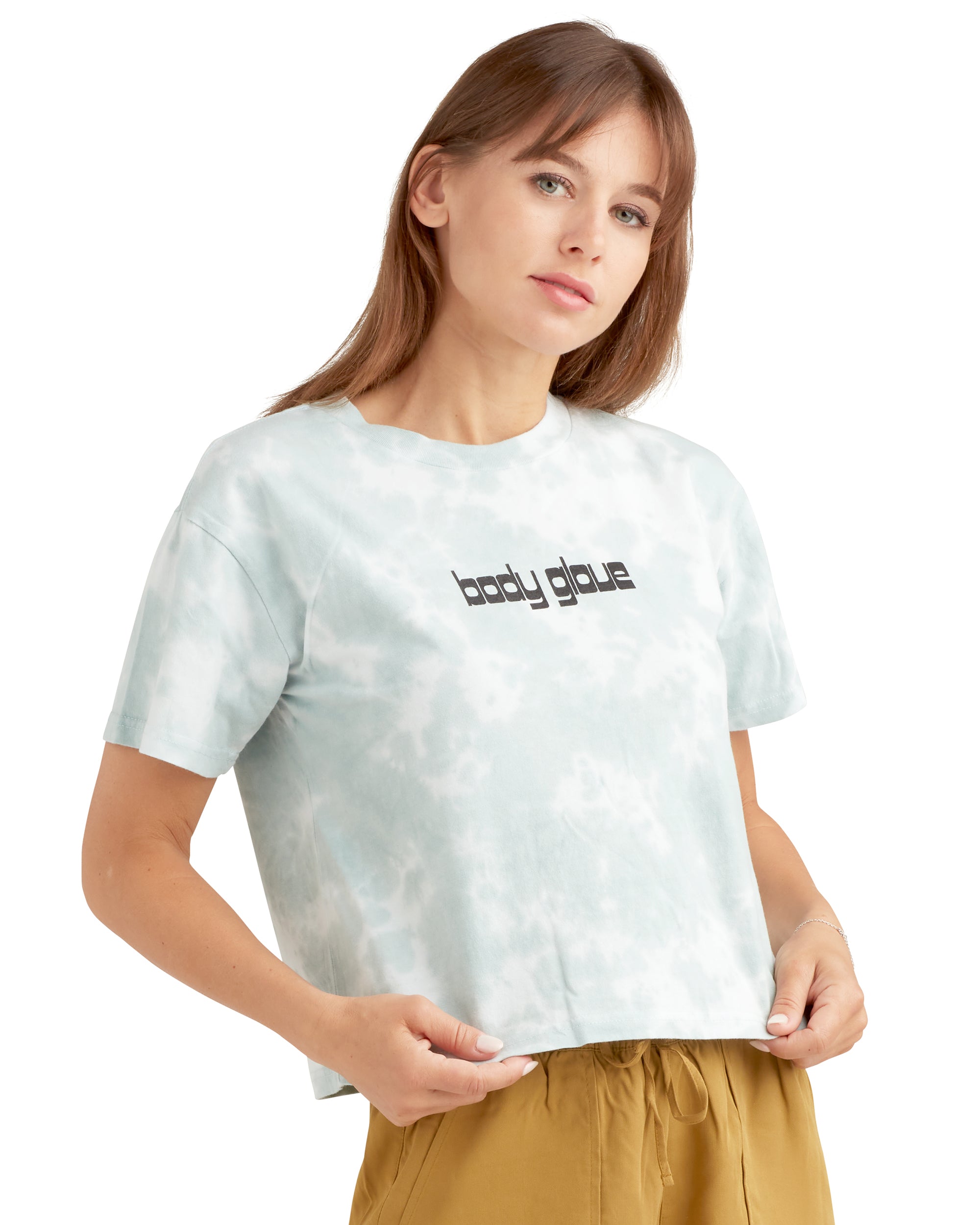 Head In The Clouds Tie-Dye Relaxed Fit Crop T-Shirt - Aqua