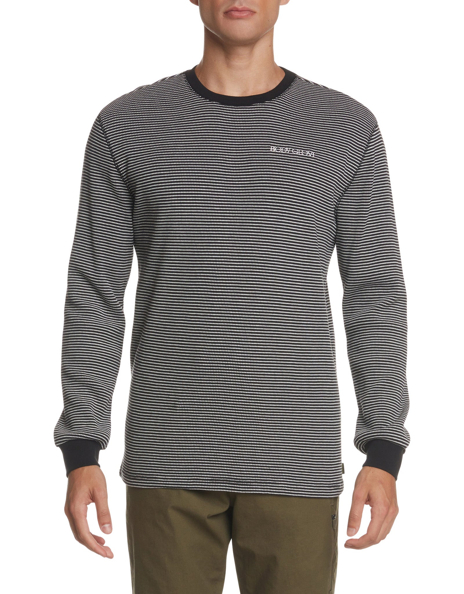 Free Flow Waffle Weave Thermal - Black/White Stripes