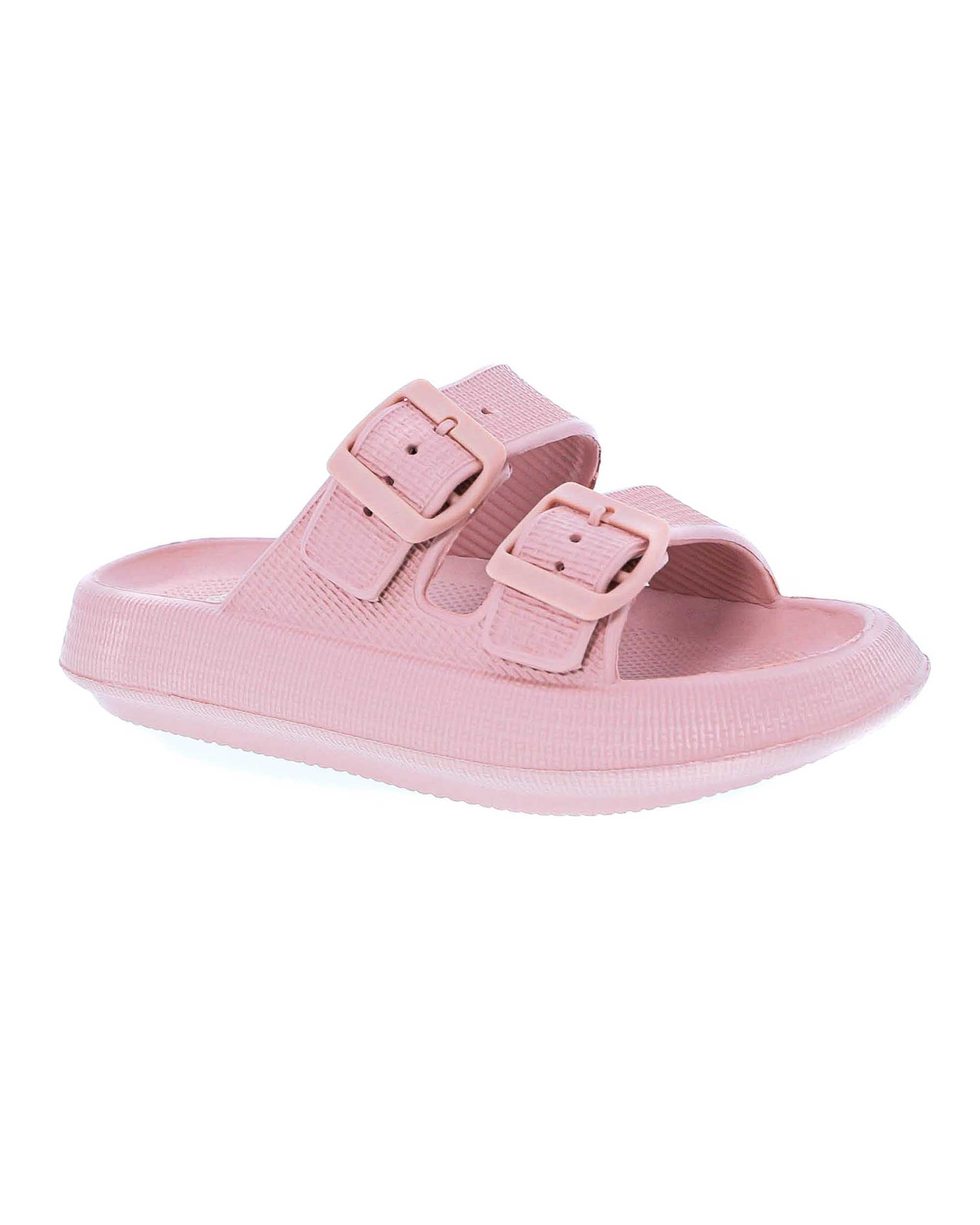 Misses Dual Buckle Slide - Pink/Ivory