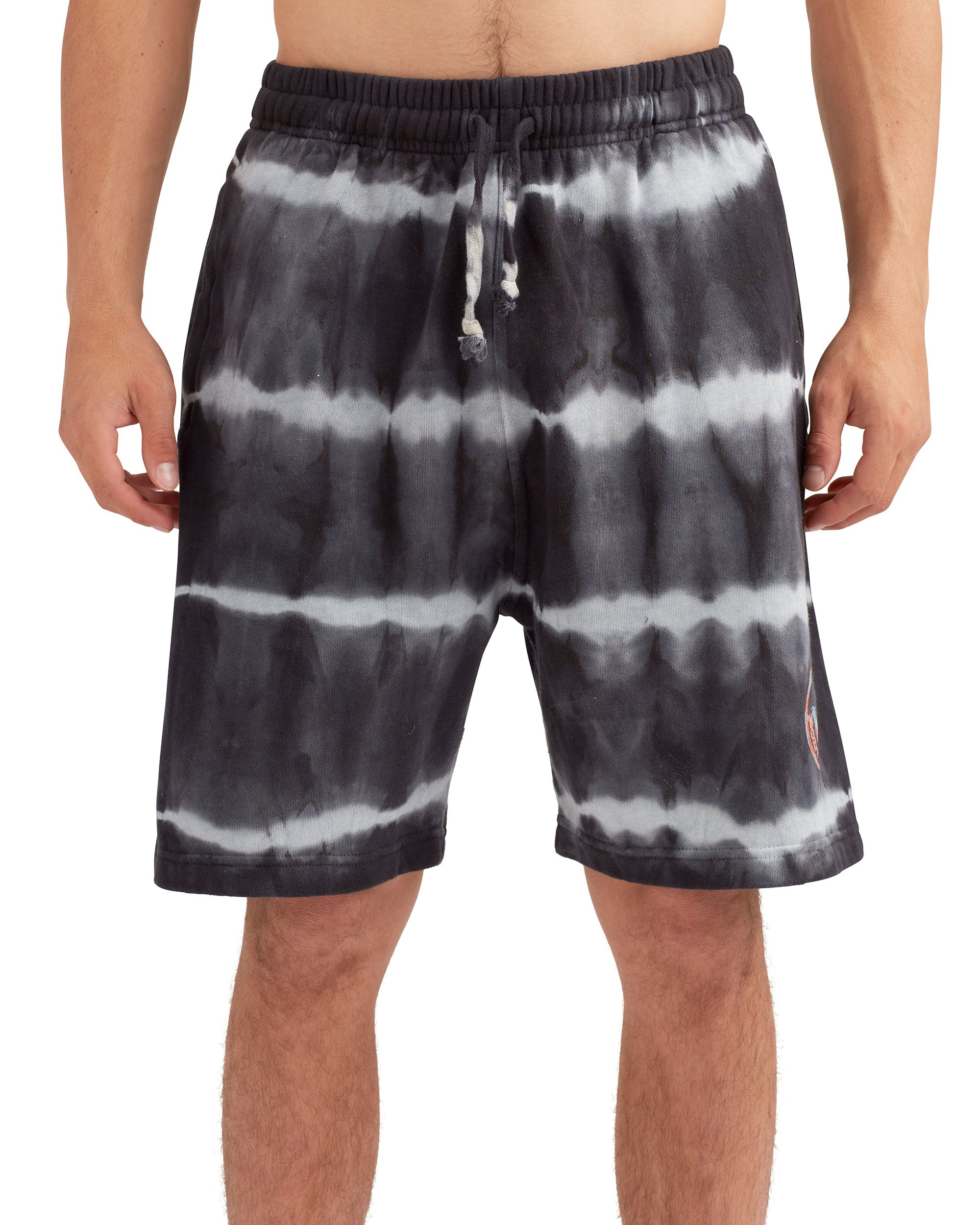 The Jogger Tie-Dyed Fleece Shorts - Black Tie Dye