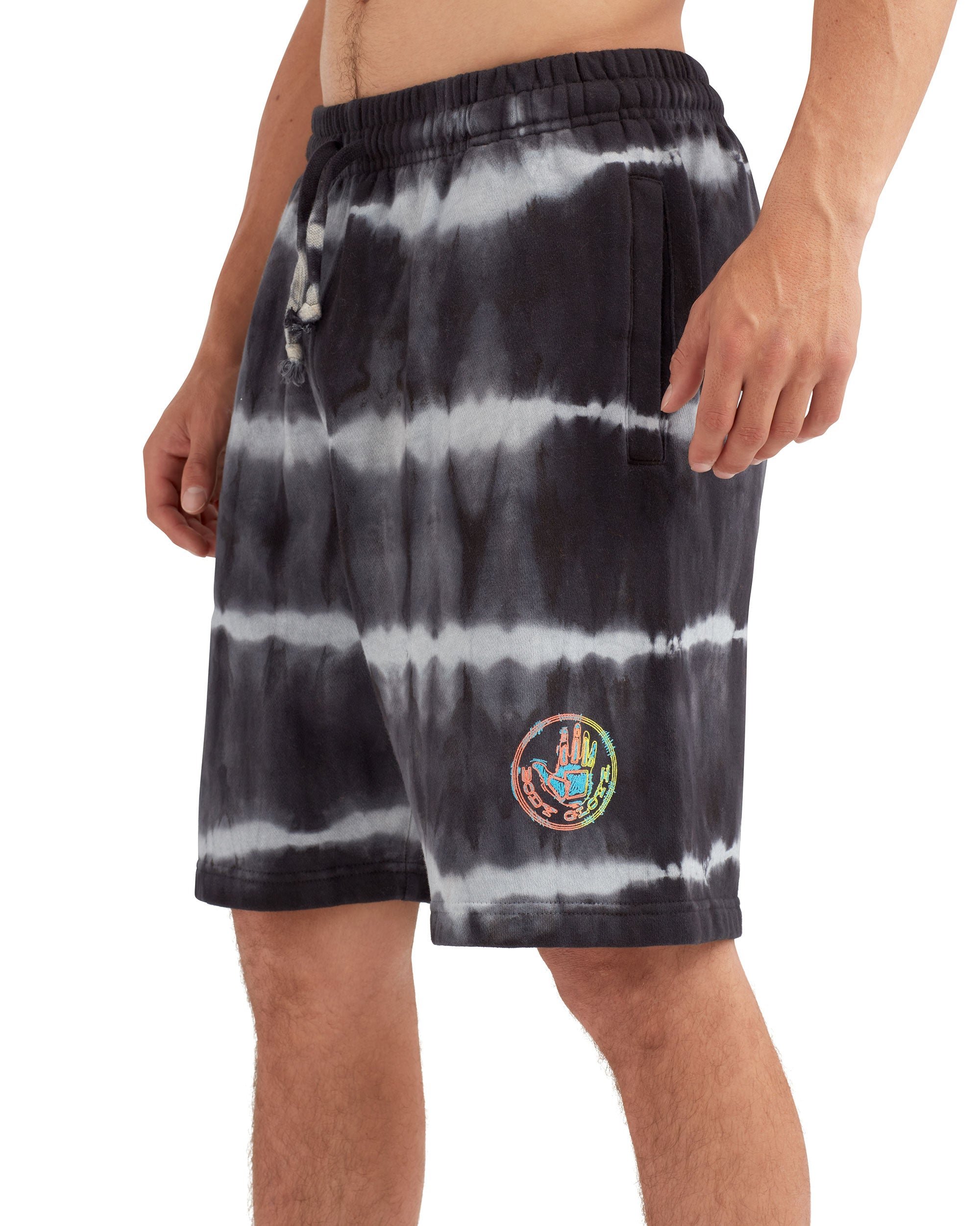 The Jogger Tie-Dyed Fleece Shorts - Black Tie Dye