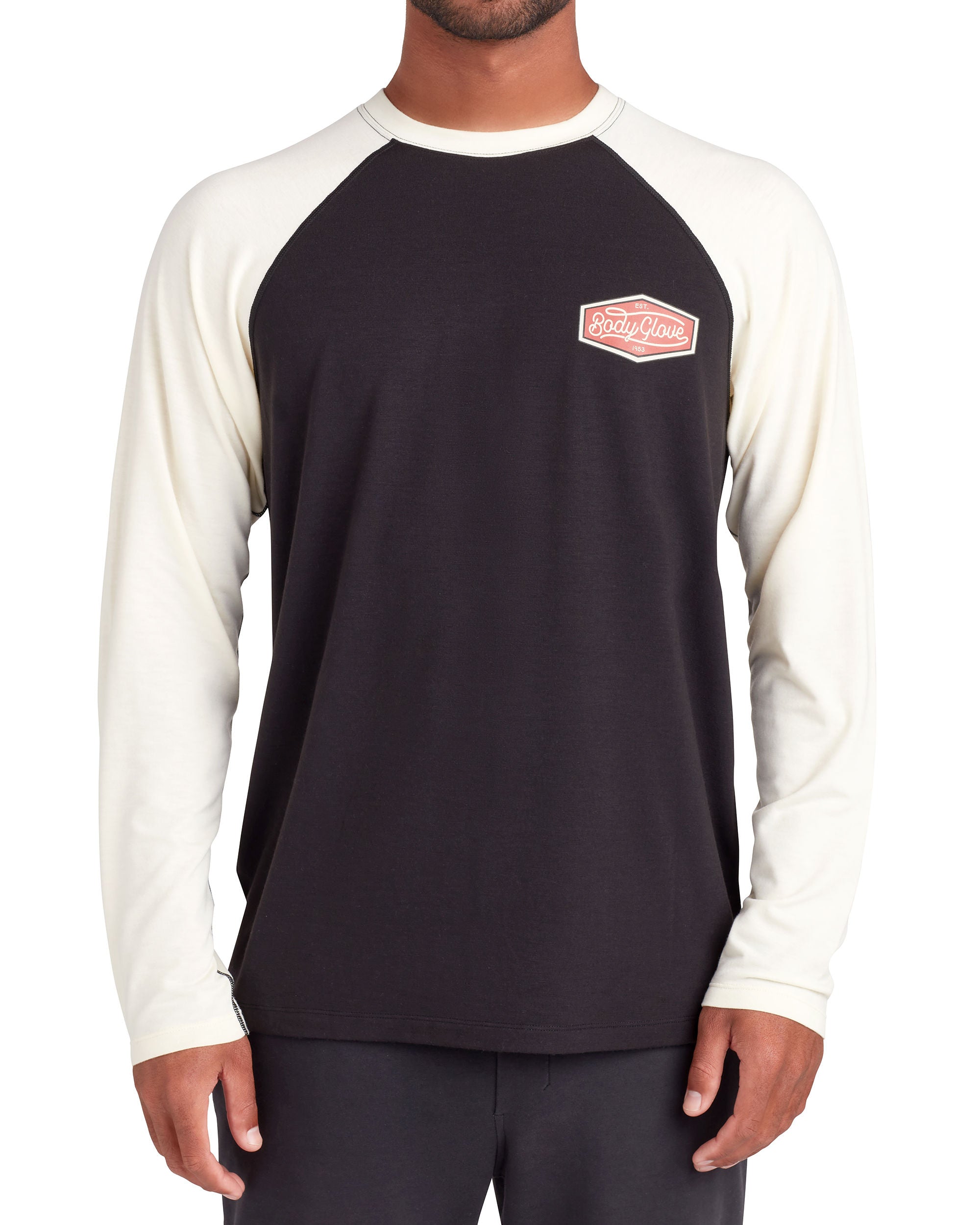 Long-Sleeved Raglan UPF 50+ T-Shirt - Black/White