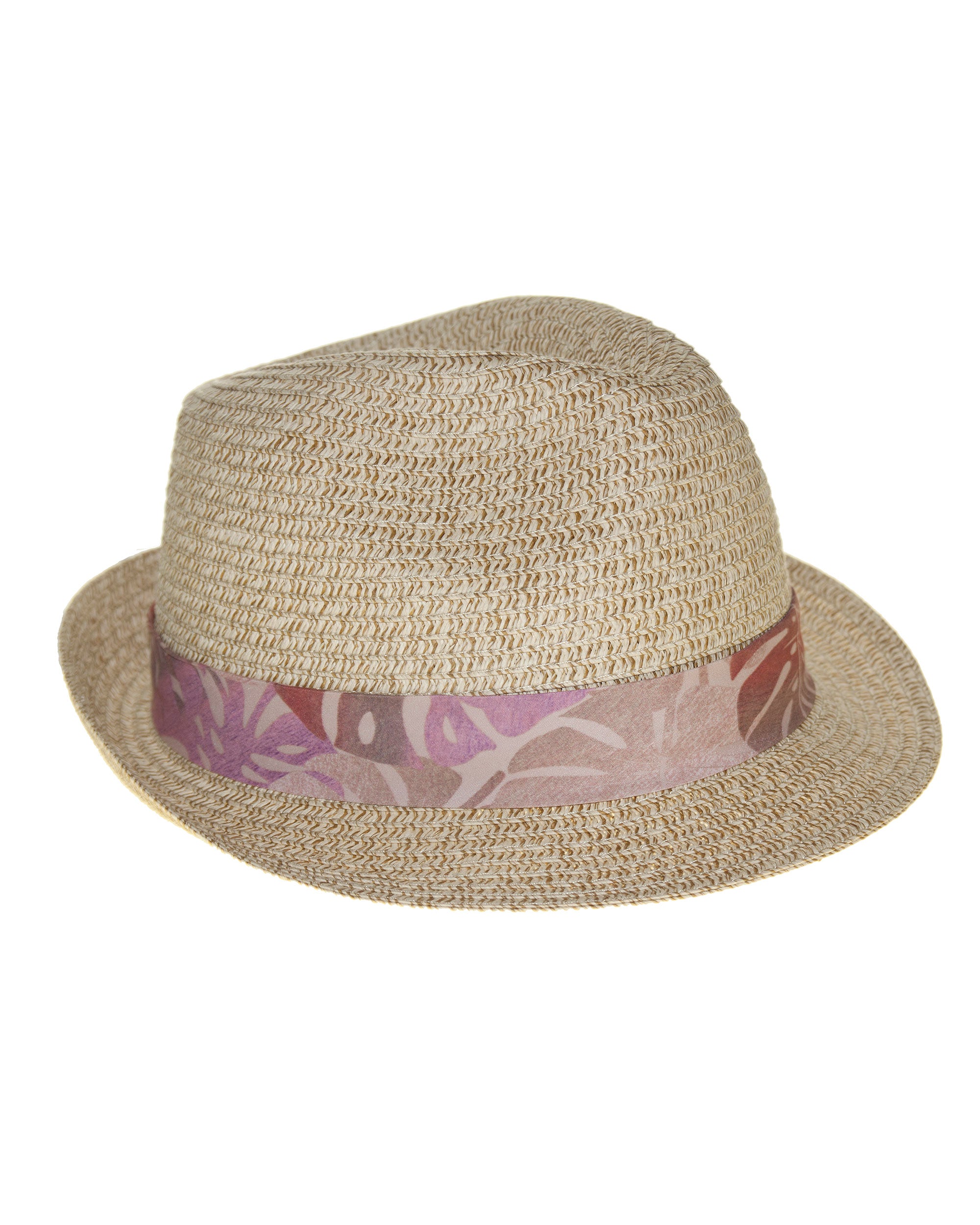 Paper Fedora Hat - Pink Palm