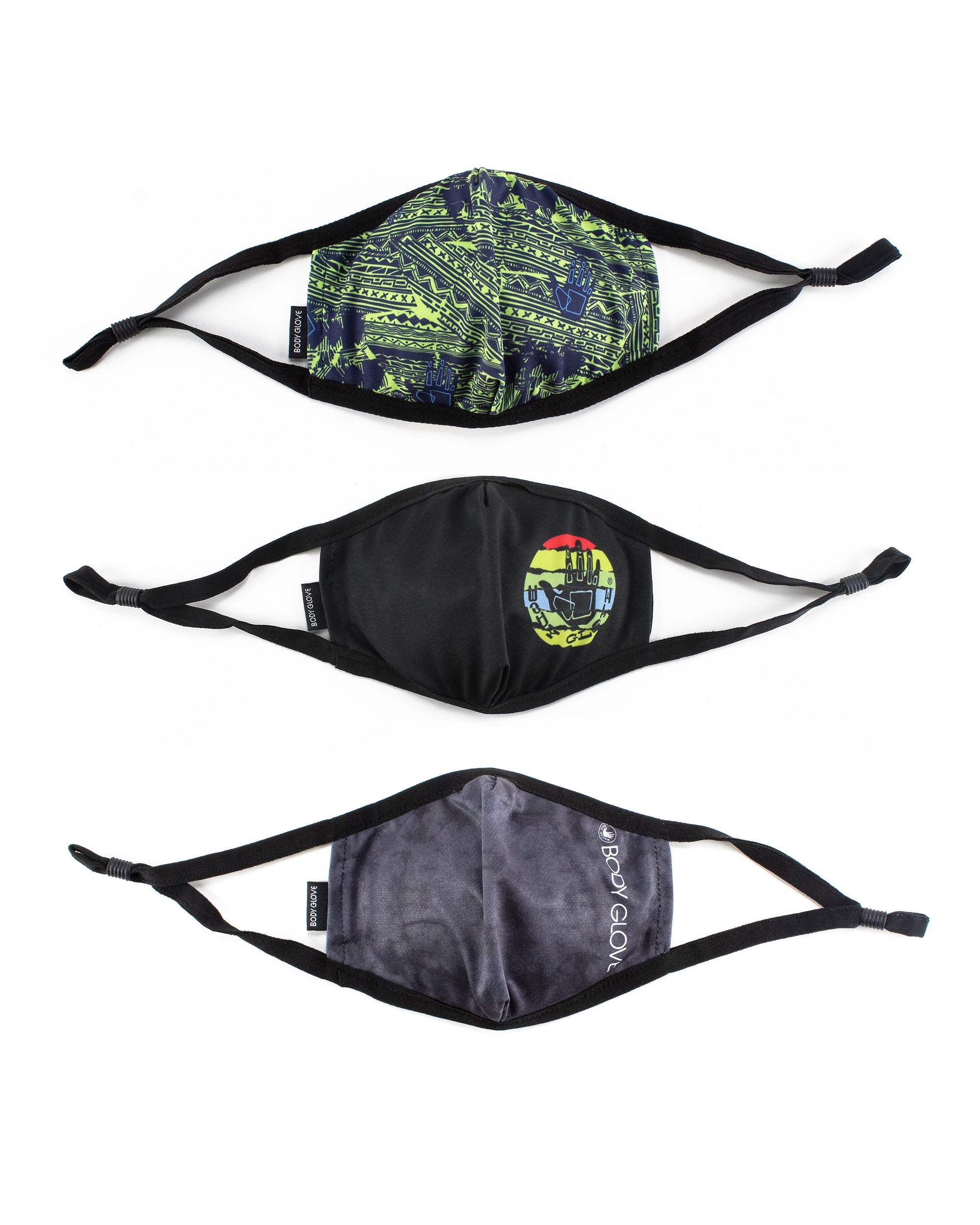 Men's 3-Piece Face Mask Set - Abstract, Solid with Logo, Tie Dye