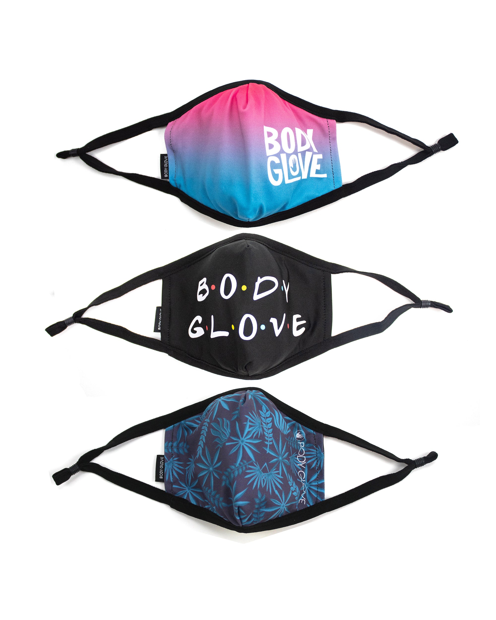 Women's 3-Piece Face Mask Set - Ombre, Logo Print, Palm