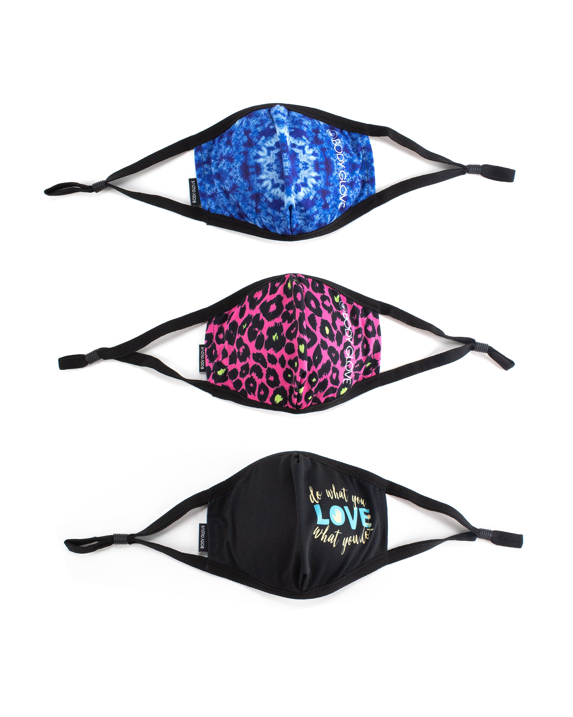 Women's 3-Piece Face Mask Set - Tie Dye, Leopard, Love