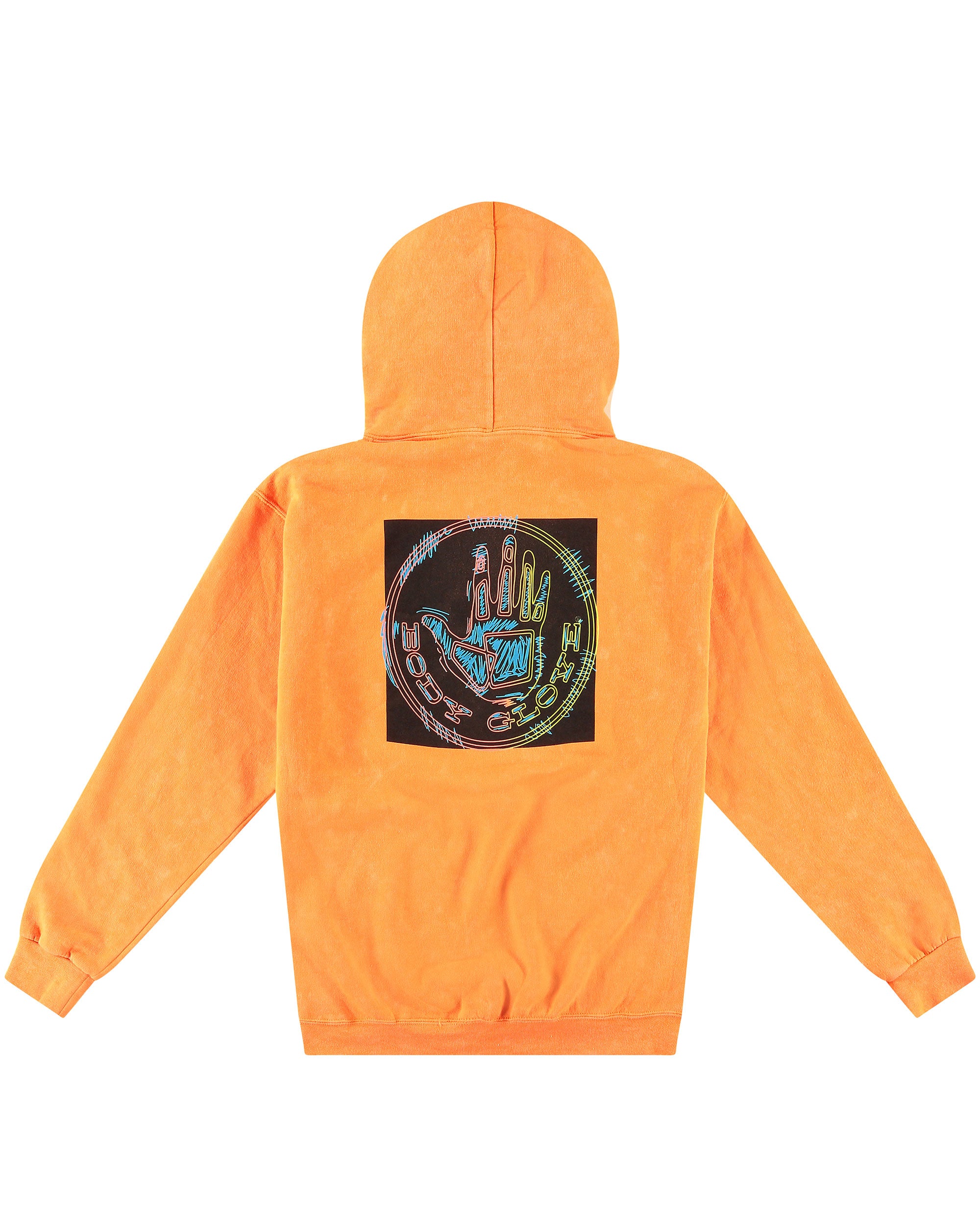 Neon Scribble Pullover Hoodie - Neon Orange