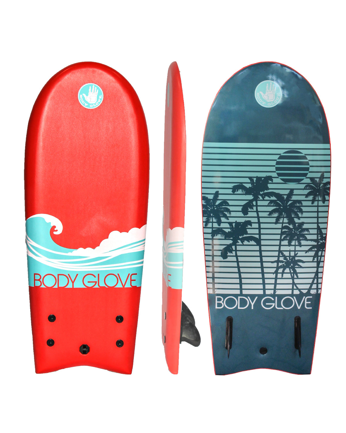 Billy 50" Foam Top Surfboard with Removable Fins - Red/Turquoise